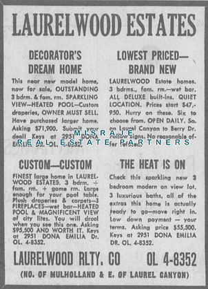 Laurelwood Realty Co. classified newspaper ad from April 13, 1966.
