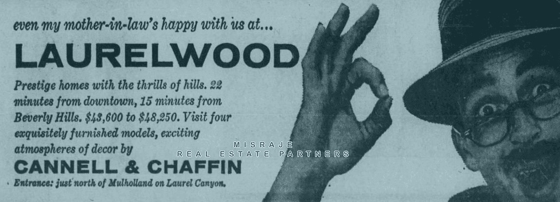 Cannell & Chaffin newspaper ad for Laurelwood with the line about a happy mother-in-law.