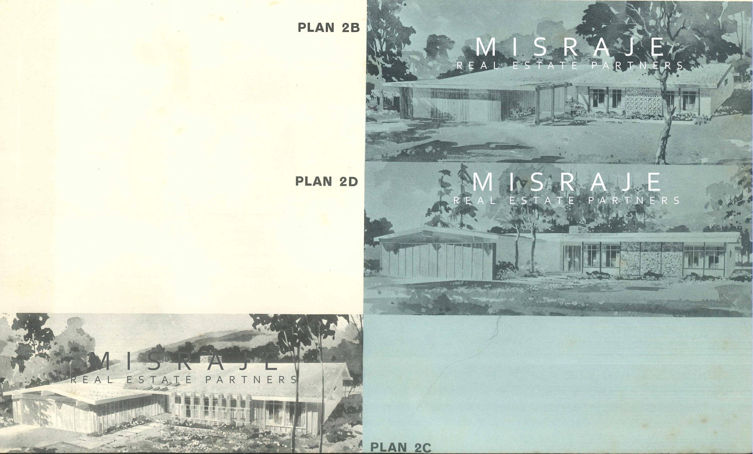 Original floorplan 2 from Laurelwood land development brochure, showcasing mid-century home design