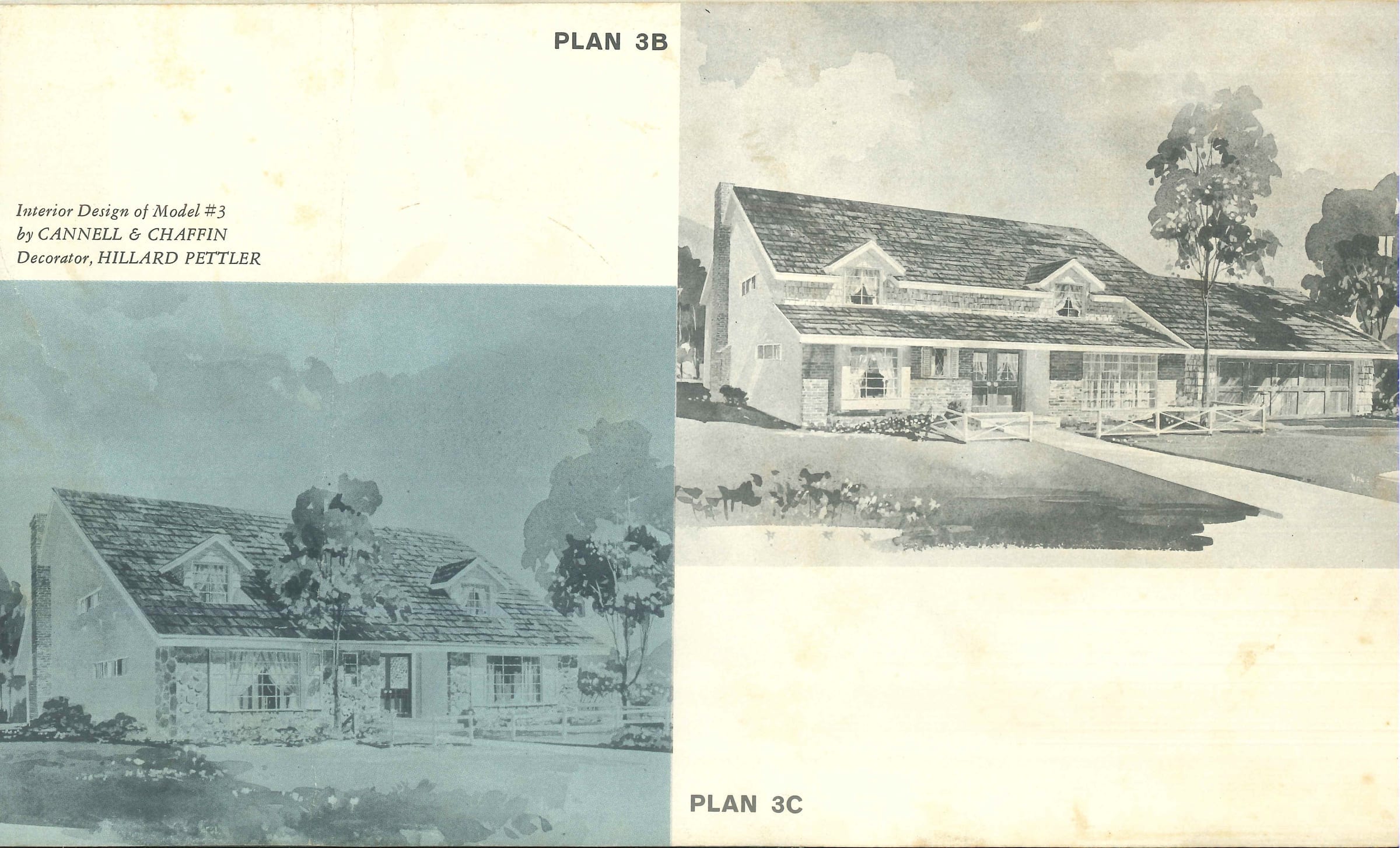 Original floorplan 3 from Laurelwood land development brochure, showcasing mid-century home design